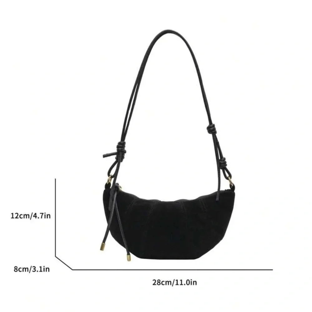 COPY - Black Suede Crescent Moon Shoulder Bag with Gold Hardware | NWT - Picture 4 of 5